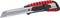 A red and black retractable utility knife.