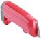 Red universal knife with a plastic handle, blade extended, suitable for cutting tasks in the home or office.