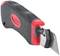 A black and red multi-tool with a retractable blade.