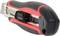 A red and black retractable utility knife with a safety lock, primarily used for cutting work.