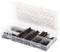 An open plastic box with multiple compartments contains various metal pins. The lid displays an overview of the sizes and quantities included.