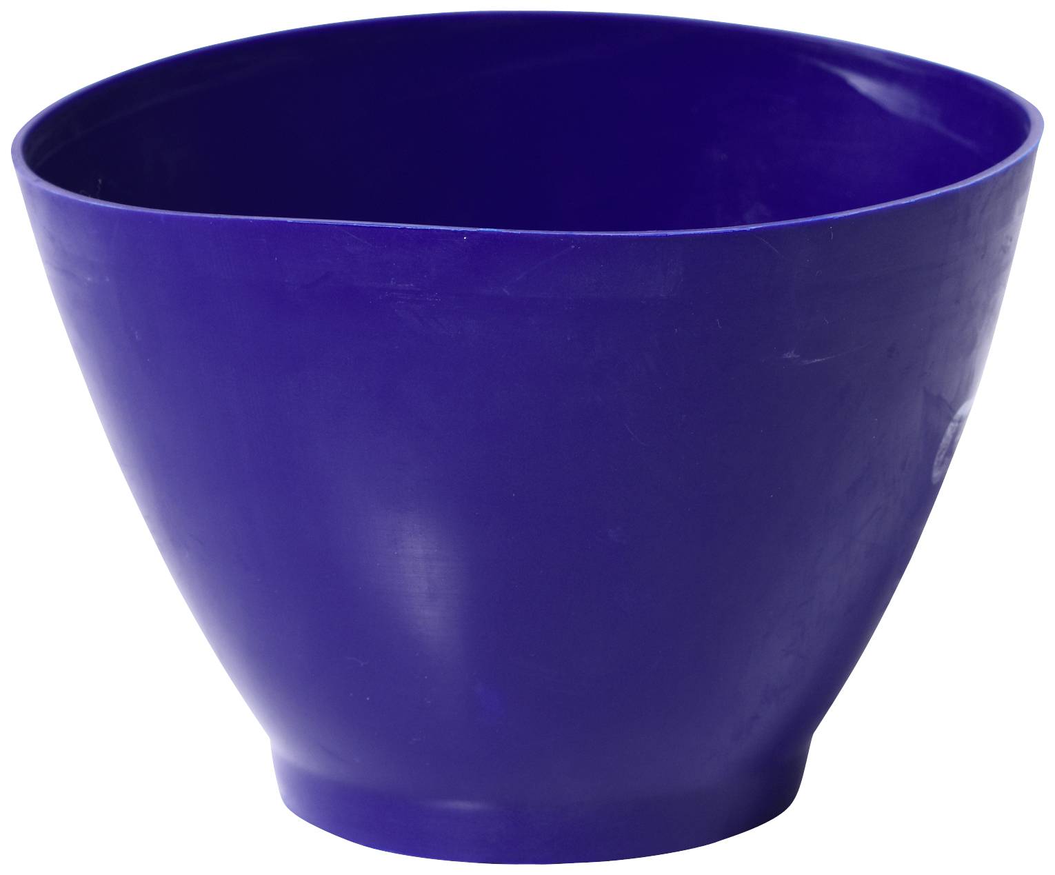 A blue plastic bowl with a smooth surface.