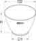 Technical drawing of a bowl with dimensions H, D1 and D2, designed for KS Tools.
