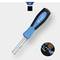 Screwdriver with blue handle and 1/4 inch bit attachment. Length 60 mm. Note on use in confined spaces.