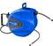 Automatic hose reel with blue casing and grey hose. Wall mounting available.