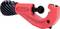 Pipe cutter made of red plastic with a black handle, suitable for diameters from 6 to 35 mm; precision pipe cutting tool.