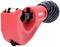 Red pipe-cutting tool with a black handle, suitable for cutting metal pipes, brand name visible on the side.