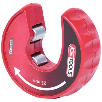 Red rotary cutting tool with '22 mm' printed marking to indicate diameter and a directional arrow graphic.