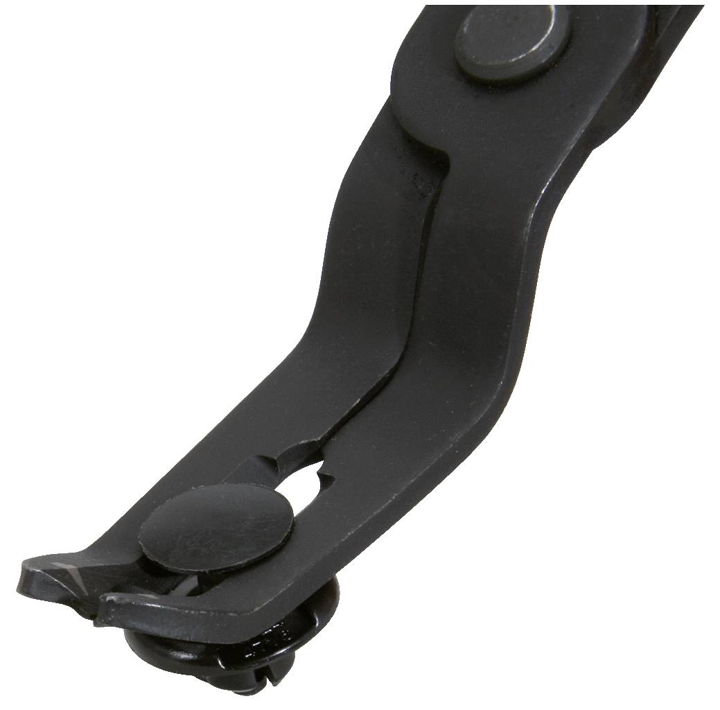 Black metal tool with an angled end, possibly pliers or a gripping tool.