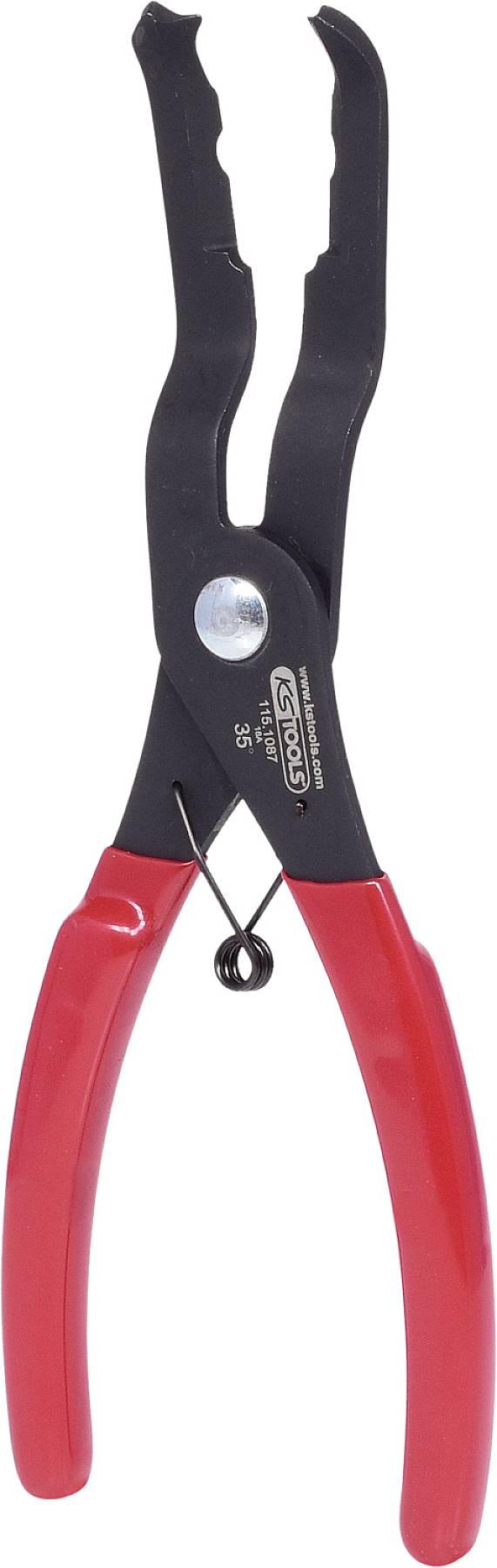 Pliers with red handles and a black head, suitable for precise work or repairs.