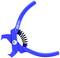 A blue, spring-loaded cable tie plier with plastic handles, suitable for cutting and tightening cable ties.