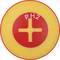 Yellow background with a red circle and 'P H 2' text. Red plus sign inside the circle.