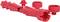 A red pipe tool set with various attachments connected by a flexible joint. Suitable for installation work.