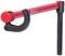 Pipe cutter in red with a black handle, suitable for cutting metal pipes. Brand logo visible on the red shaft.