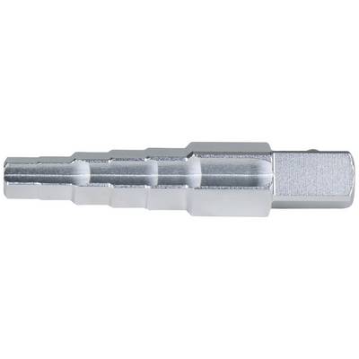 Metallic multi-stage hose adaptor, likely used for connecting hoses of varying diameters.