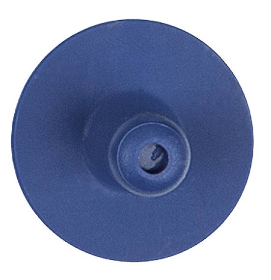 Blue, round grinding head with central bore, viewed from above.