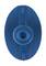 An oval, blue plastic object with a central hole.