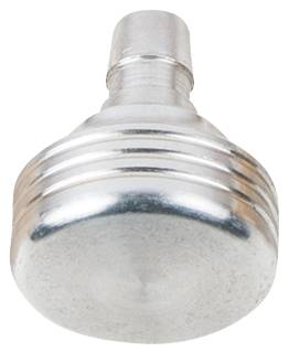 Metallic knob with a round shape and grooved details. It appears to be a component of a tool or device.
