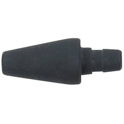 A black, cone-shaped object with a narrow cylinder on one side.