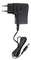 A black power adapter with a European plug and a long cable. It is designed for connecting to electronic devices.