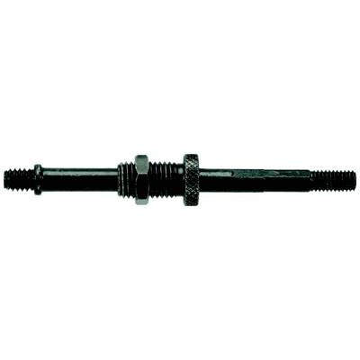 A black metal bolt with multiple threads and a knurled central section for easy handling and securing.
