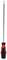 Screwdriver with black and red handle, long, thin shaft with a Phillips head tip. Suitable for Phillips head screws.
