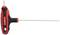 T-handle hexagon key with long shaft and ball end, black-red, size 2.5 mm.