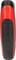 Black and red handle of a tool, ergonomically shaped and rubber-coated for better grip.