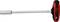 A T-shaped handle key with a red and black grip and long metal shaft, suitable for working on screws.