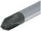 Close-up of a grey screwdriver bit with a five-pointed head.