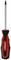 A cross-head screwdriver with a black and red handle, suitable for Phillips screws of various sizes.