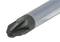 Close-up of a black chisel with a hexagonal pointed head, suitable for drilling and chiselling in hard materials.