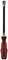 A screwdriver with a red and black handle and a long, slender metal shaft. Suitable for various screw-related tasks.