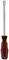 Screwdriver with red and black handle, long metal shaft and hexagonal tip for screw assembly.