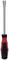 A screwdriver with a black and red handle and a long, silver shaft, suitable for hexagonal screws.