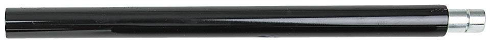 A black, smooth pipe with a silver end, positioned horizontally.