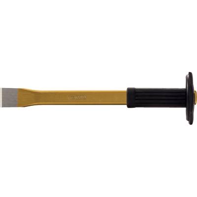 A yellow chisel with a sharp metal point and black handle, suitable for cutting or shaping material.