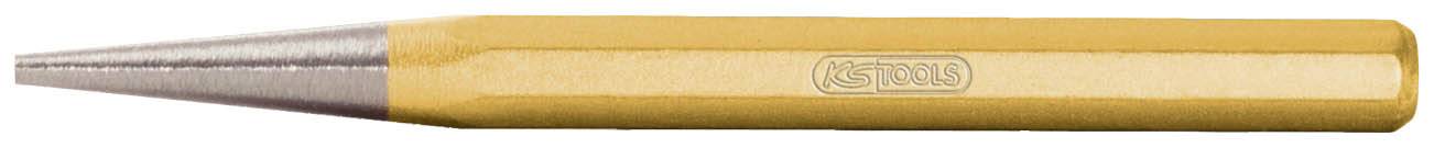 A yellow marking pin with a sharp metal point, used in metalworking to mark surfaces.