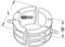 Technical drawing of a round clamping unit by KS Tools with two openings. Dimensions L and B are marked.