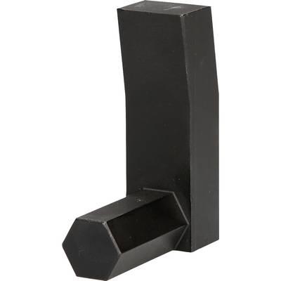 Black L-shaped metal hook, suitable for wall mounting and hanging objects.