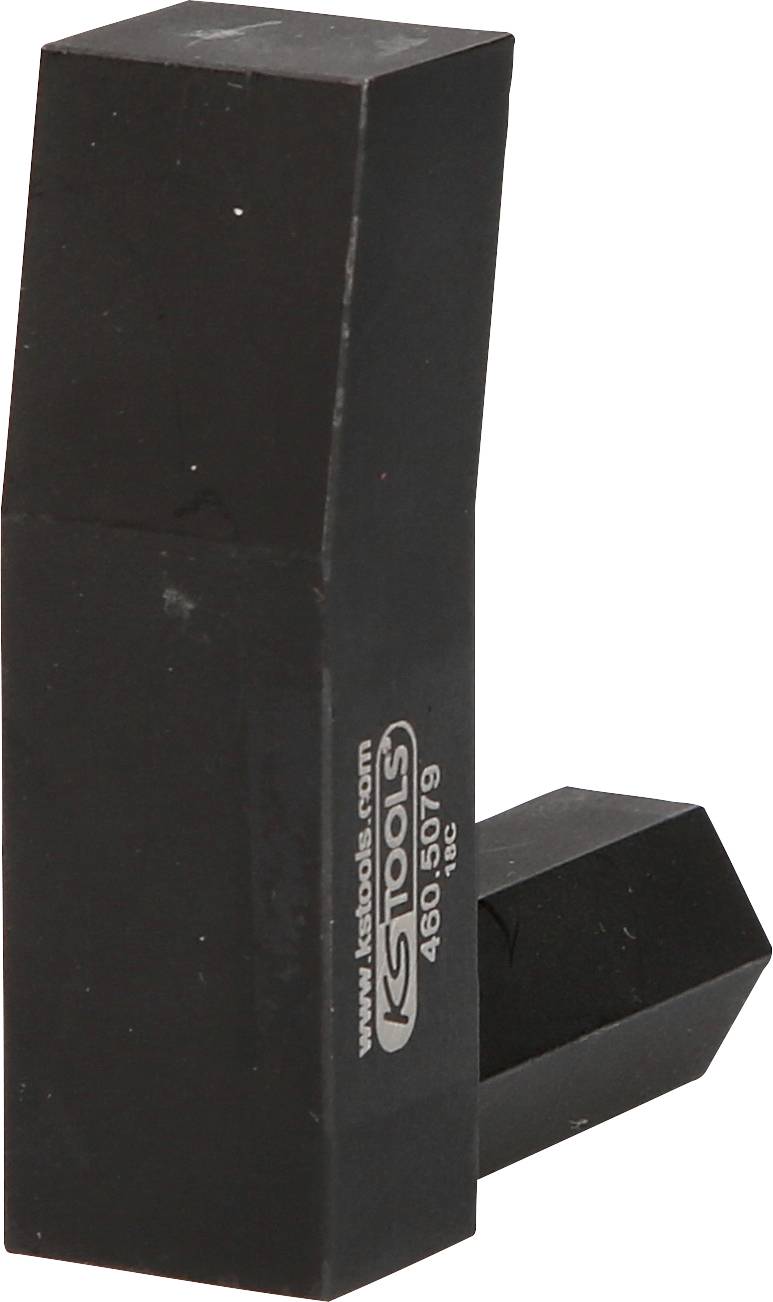 Two black metal adapter pieces with an embossed marking showing the brand name and a serial number. Suitable for tools.