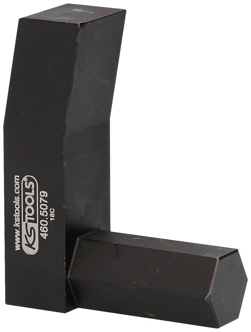 Black solid bending block, shaped like an inverted 'L', with a manufacturer's logo and model number printed on it.
