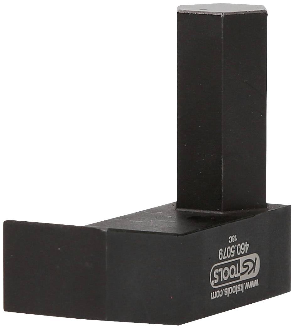 Black, rectangular metal angle used as a measuring tool for checking right angles, with printed logo and website.