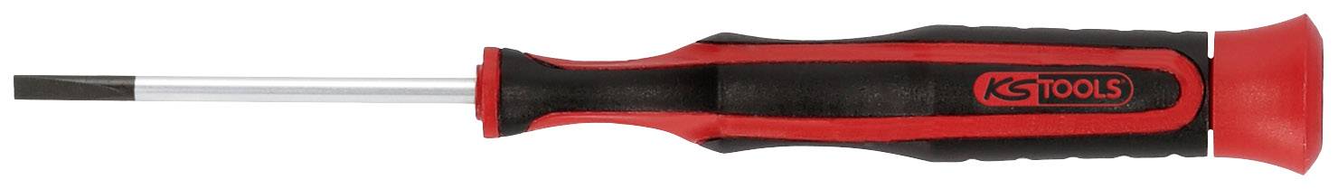 Screwdriver with red and black handle, elongated shape, suitable for tightening or loosening screws.