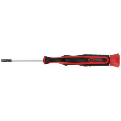A screwdriver with a black and red handle, rectangular in shape, with the 'KS Tools' logo on the handle.