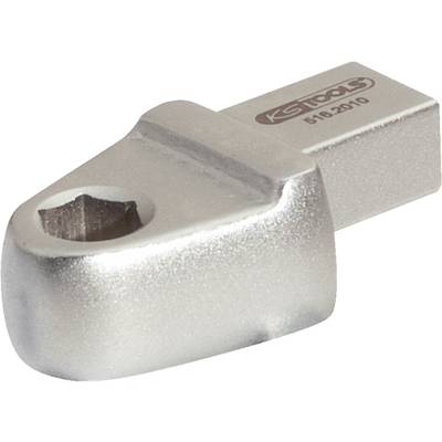 Metal adapter with square and hexagonal ends, for connecting tools.