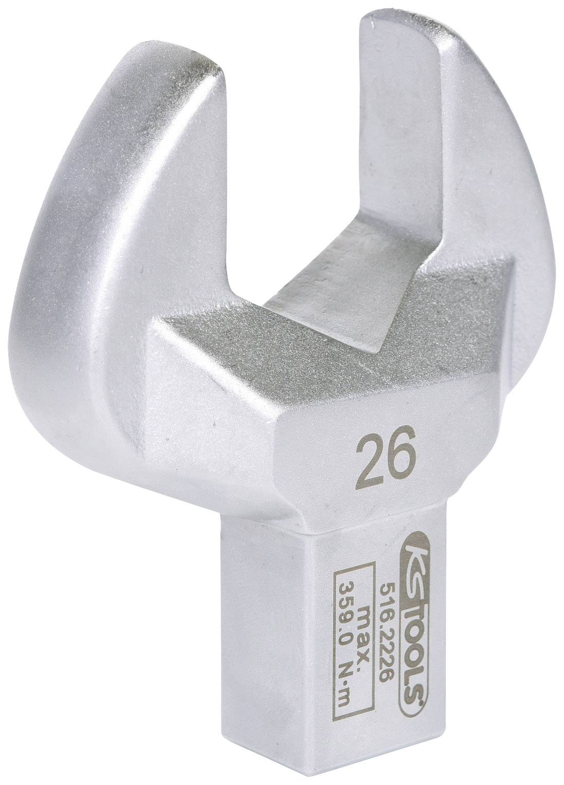 Open-ended spanner attachment number 26, designed for high torque applications up to 350 N·m. Manufactured by KS Tools, robust and long-lasting.