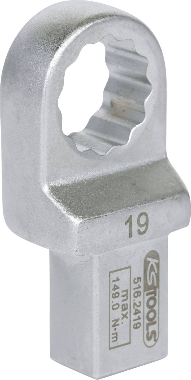 Open ring spanner made of metal, size 19 mm, marked with 'max. 1490 Nm' and 'KS Tools' on the surface.