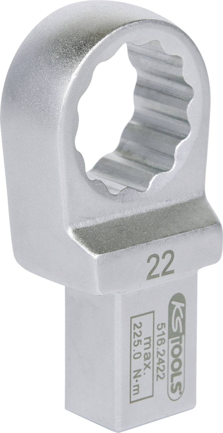Silver ring spanner with 22 mm curve, suitable for a maximum torque of 225.0 Nm. Brand: KS Tools.