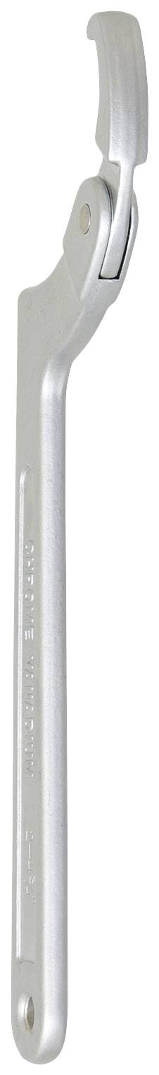 A silver-coloured adjustable spanner used for tightening or loosening nuts and bolt heads.